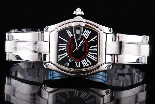 Cartier Roadster w62020x6 Black Dial Silver Stainless Steel Strap Square Watch