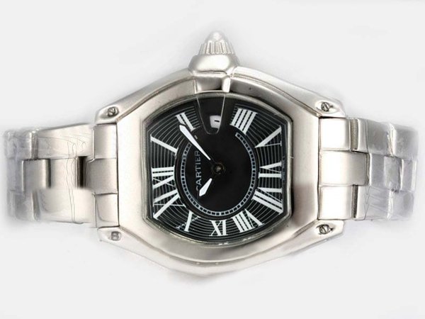 Cartier Roadster w62041v3 Black Dial Stainless Steel Case Square Watch