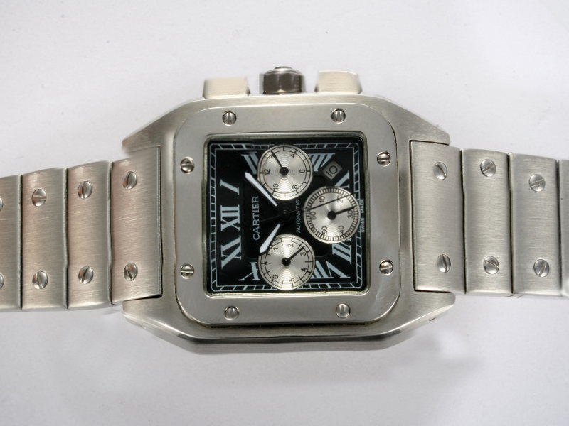 Cartier Santos 100 w200737g Silver Stainless Steel Strap Mens Stainless Steel Bezel Watch