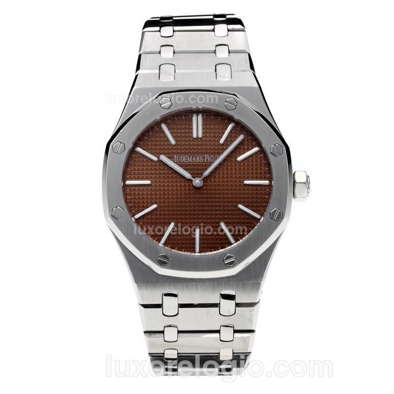 Audemars Piguet Royal Oak Automatic with Brown Dial S/S-18K Gold Plated Movement