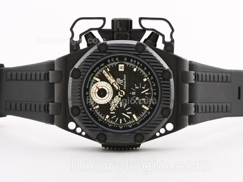 Audemars Piguet Royal Oak Offshore Survivor Swiss Valjoux 7750 PVD Case with Black Dial