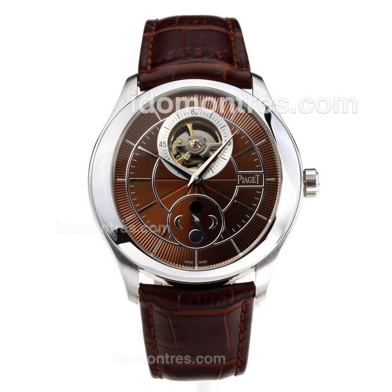 Piaget Gouverneur Tourbillon Manual Winding with Brown Dial-Leather Strap