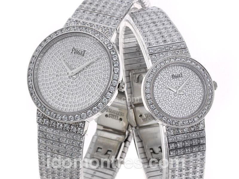 Piaget Limelight Swiss ETA Movement with Full Diamonds-Couple Watch