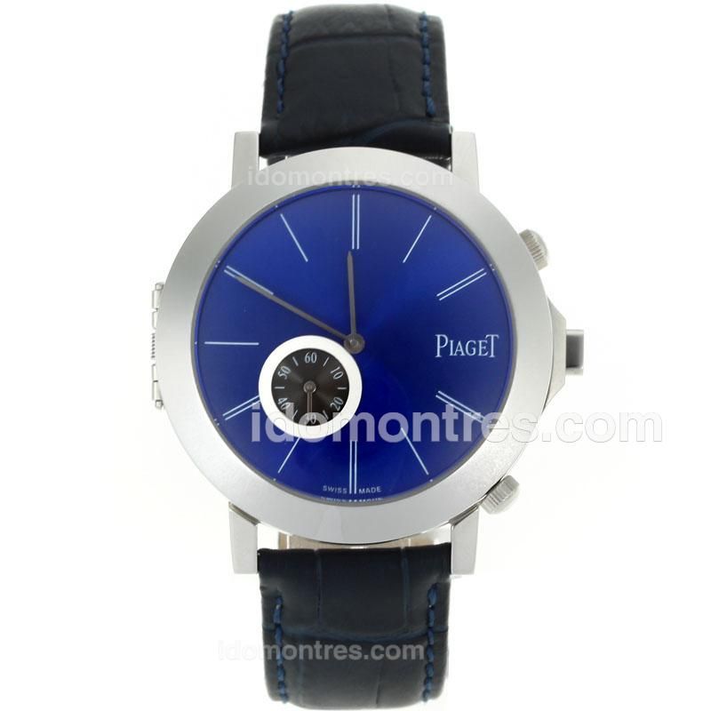 Piaget Polo Blue/Black Dial with Leather Strap