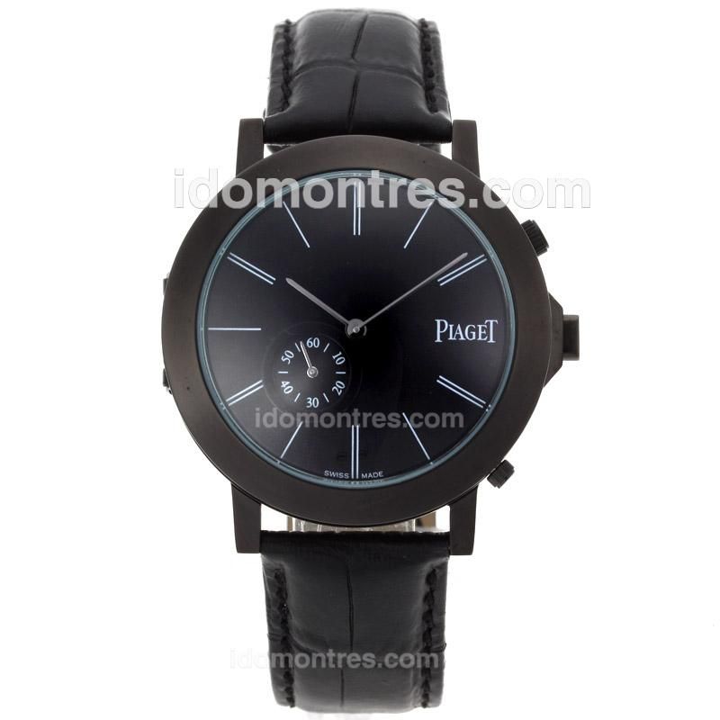 Piaget Polo Double Dial PVD Case with Leather Strap