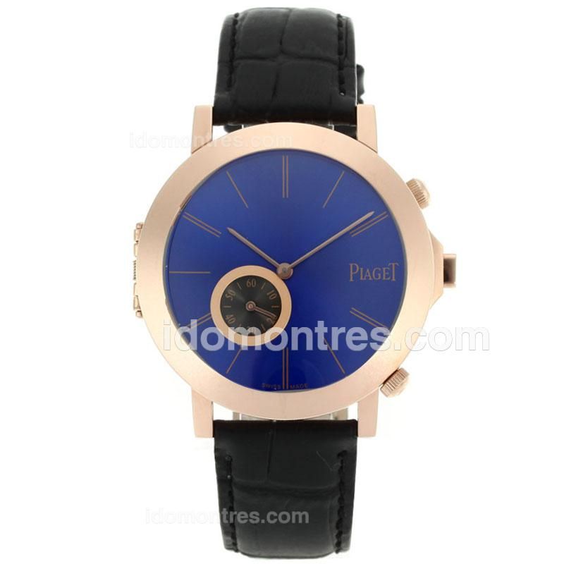 Piaget Polo Rose Gold Case with Blue/Black Dial-Leather Strap