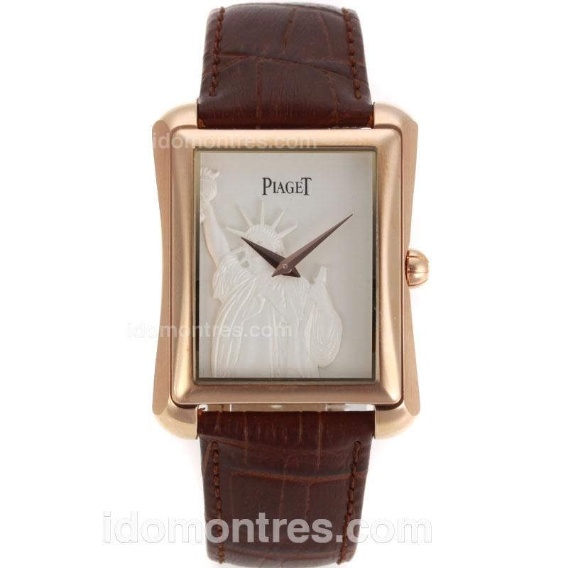 Piaget Upstream Manual Winding Rose Gold Case with White Dial-Statue of Liberty Demonstrated