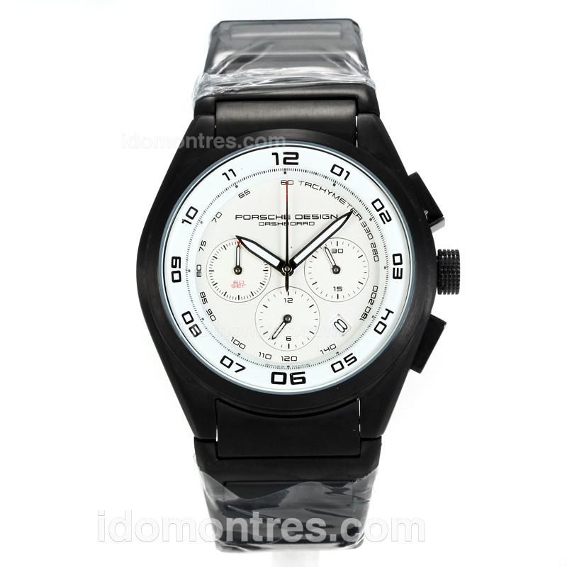Porsche Design Dashboard Working Chronograph Full PVD with White Dial