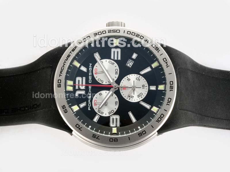 Porsche Design Flat 6 Working Chronograph with Black Dial Same Chassis As 7750-High Quality