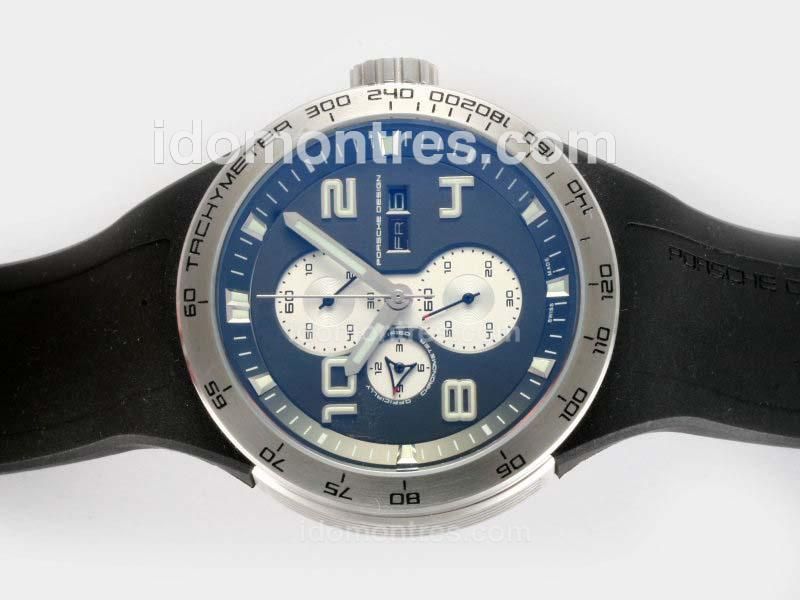 Porsche Design Flat 6 Working Chronograph with Black Dial-Same Structure As 7750-High Quality