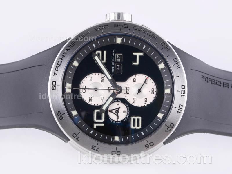 Porsche Design Flat 6 Working Chronograph with Black Dial Sapphire Glass-Same Structure As 7750-High Quality