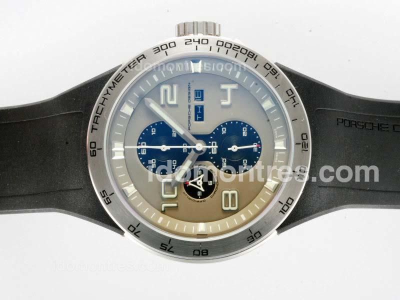Porsche Design Flat 6 Working Chronograph with Gray Dial AR Coating-Same Structure As 7750-High Quality