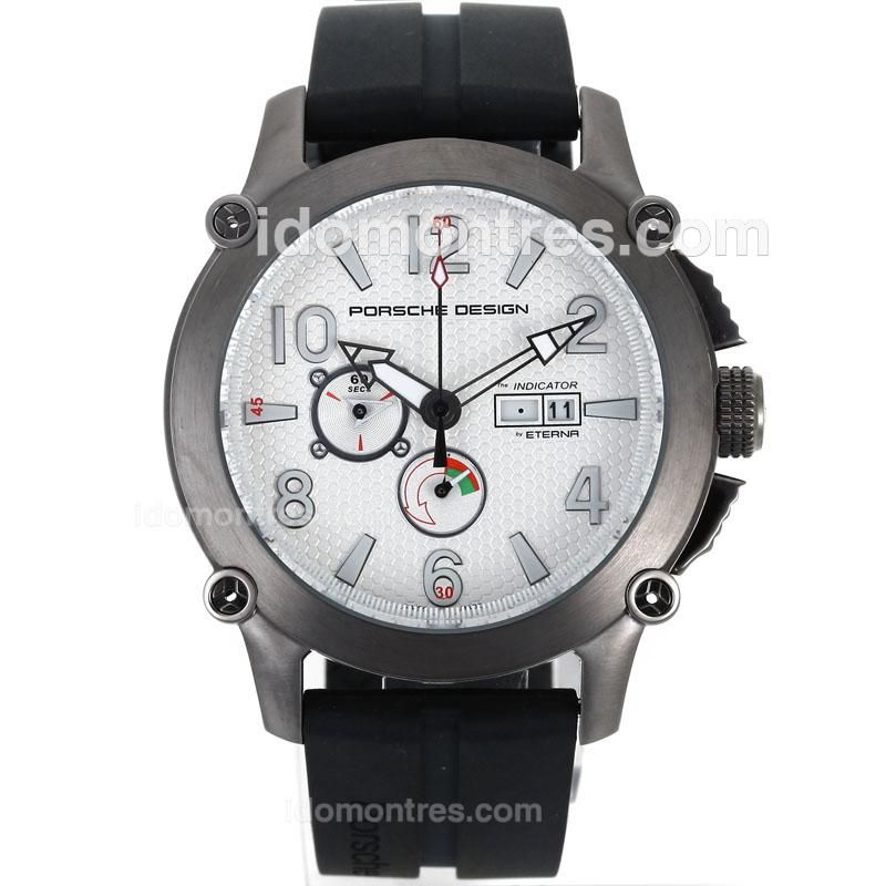 Porsche Design Indicator Working Chronograph with White Dial-Rubber Strap