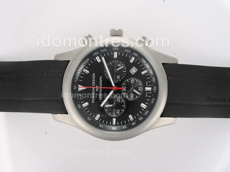 Porsche Design PAT Working Chronograph Titanium with Black Dial--Rubber Strap
