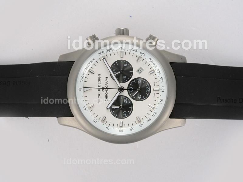 Porsche Design PAT Working Chronograph Titanium with White Dial--Rubber Strap