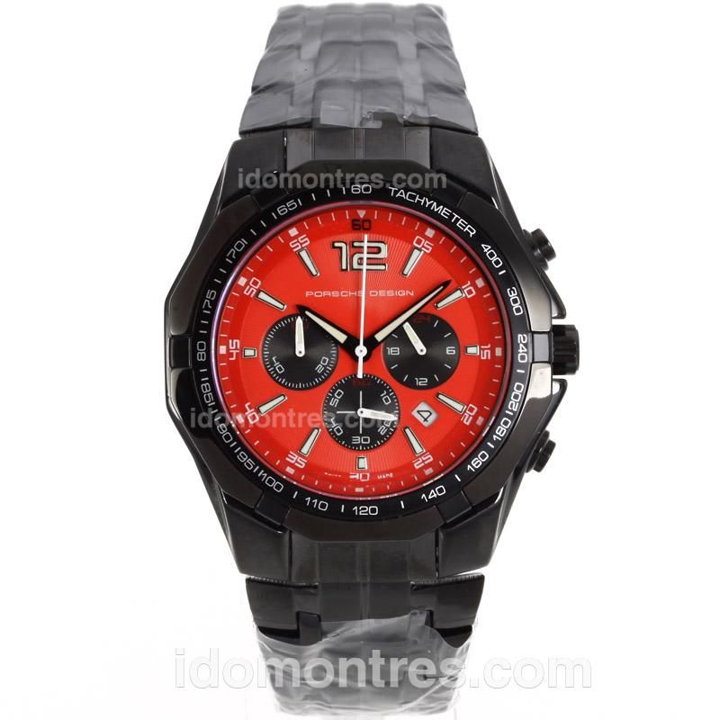 Porsche Design Working Chronograph Full PVD with Red Dial