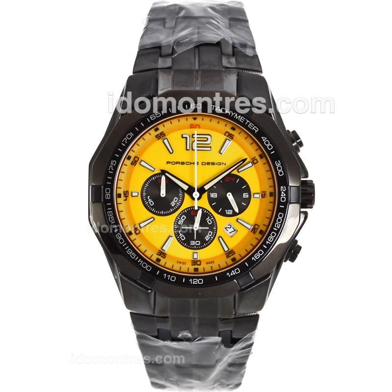 Porsche Design Working Chronograph Full PVD with Yellow Dial