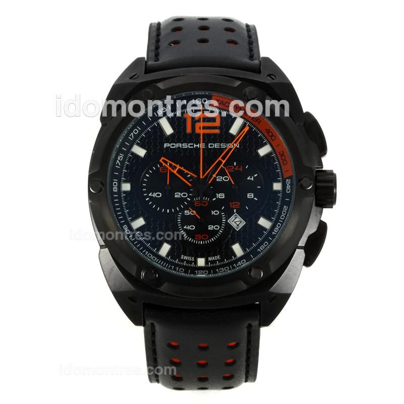 Porsche Design Working Chronograph PVD Case with Black Dial-Orange Needles