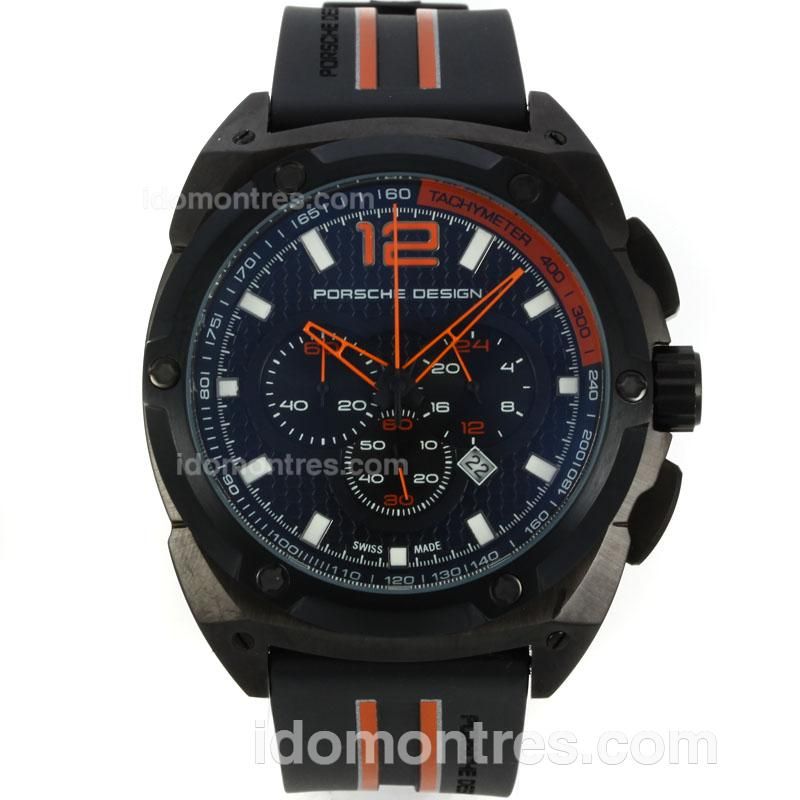 Porsche Design Working Chronograph PVD Case with Black Dial-Rubber Strap