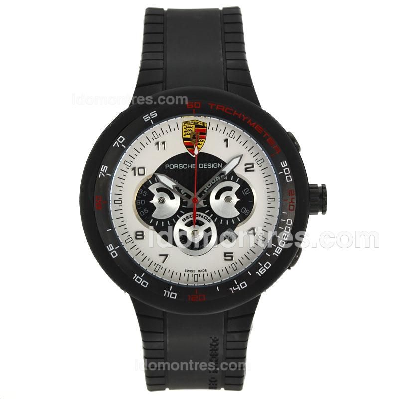 Porsche Design Working Chronograph PVD Case with White Dial-Rubber Strap