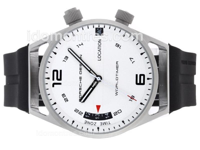 Porsche Design Worldtimer Automatic with White Dial-Rubber Strap