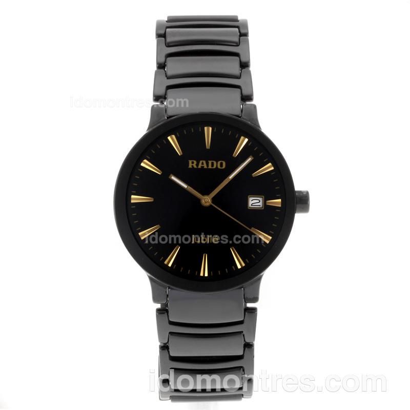 Rado Centrix Jubile Authentic Ceramic with Black Dial-Gold Stick Markers