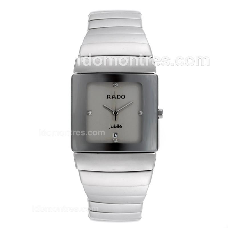 Rado DiaStar Authentic Silver Ceramic Diamond Marking with Gray Dial-Couple Watch