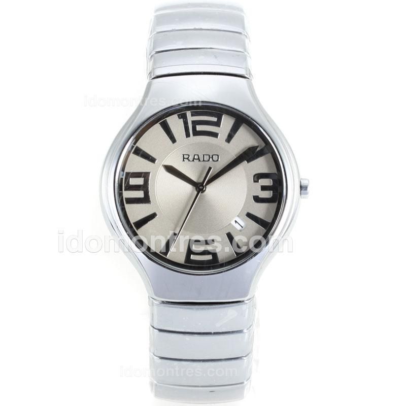 Rado DiaStar Full Silver Ceramic Number Markers with Gray Dial-Man Size