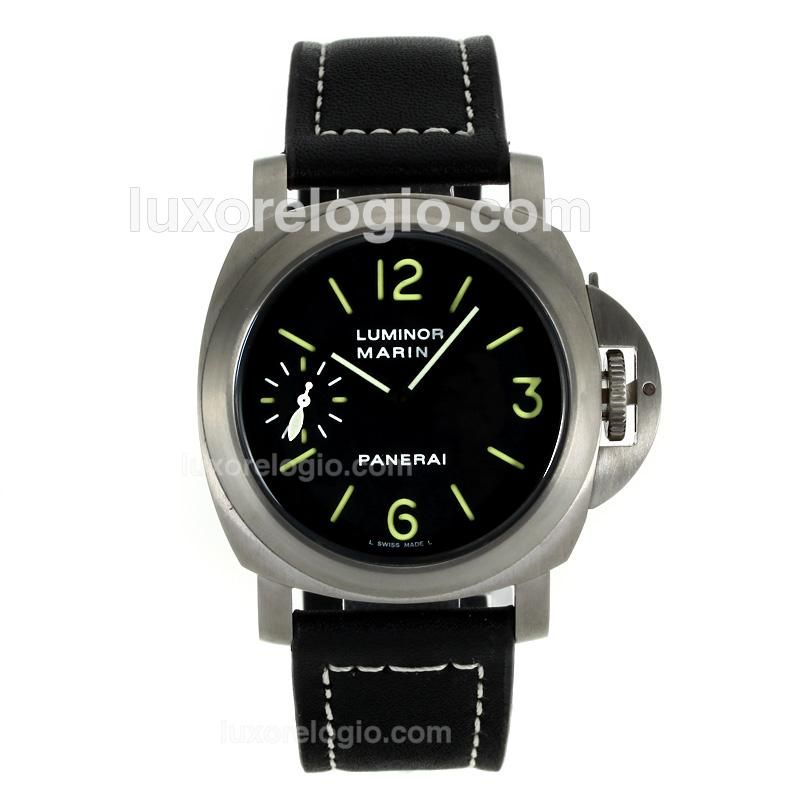 Panerai Luminor Marina Unitas 6497 Movement with Green Markers-Leather Strap