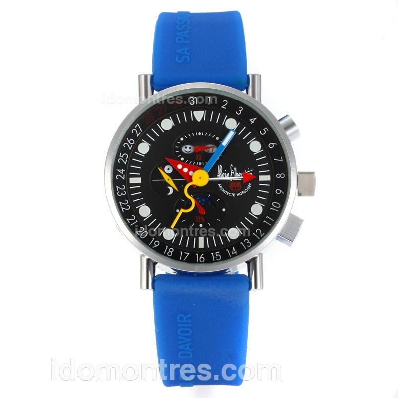 Alain Silberstein Krono Bauhaus 2 Automatic with Black Dial-Blue Rubber Strap