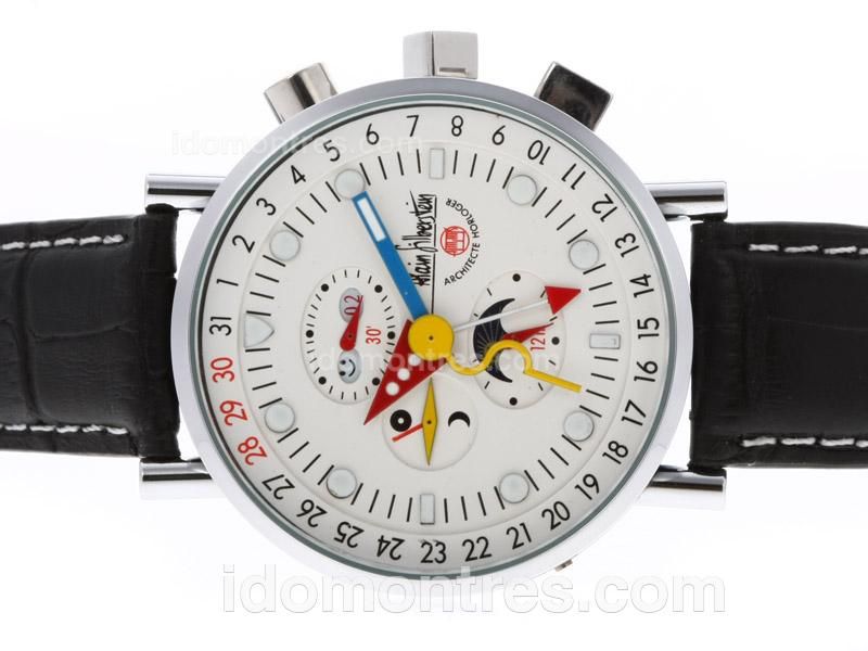 Alain Silberstein Krono Bauhaus 2 Automatic with White Dial-Leather Strap