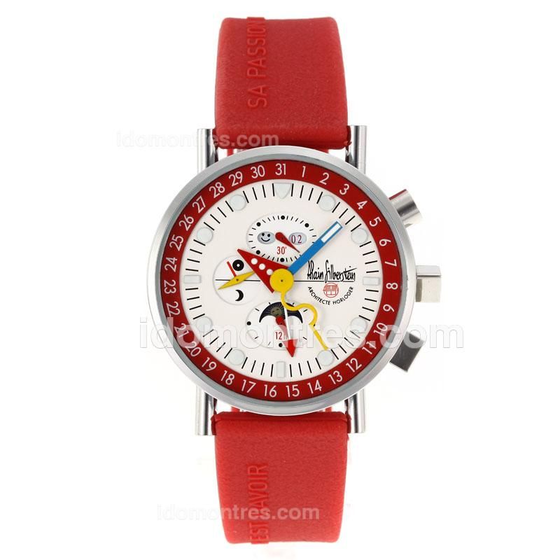 Alain Silberstein Krono Bauhaus Automatic with White Dial-Red Inner Bezel