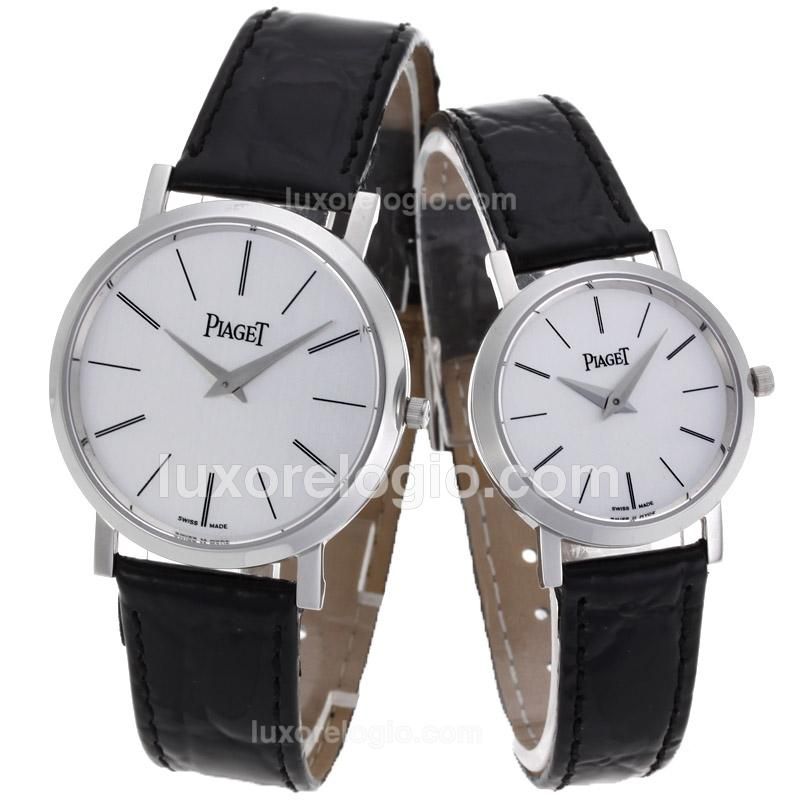 Piaget Altiplano Silver Case with White Dial-Couple Watch
