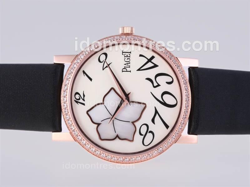 Piaget Altiplano Swiss ETA Movement Rose Gold Case Diamond Bezel with White Dial