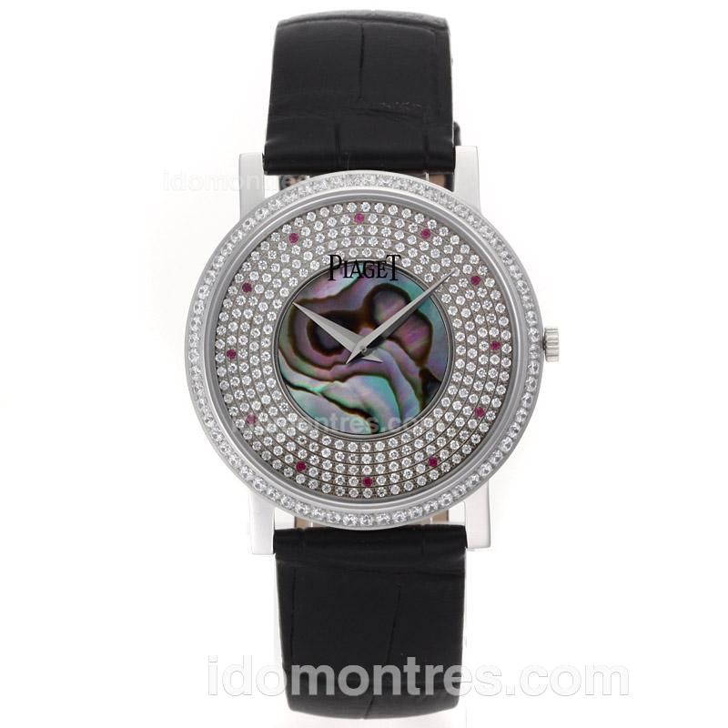 Piaget Altiplano Swiss ETA Movement with Diamond Bezel and Dial-Leather Strap
