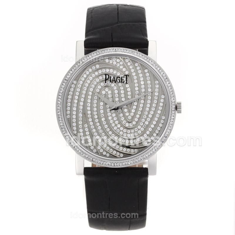 Piaget Altiplano Swiss ETA Movement with Full Diamond Dial-Leather Strap