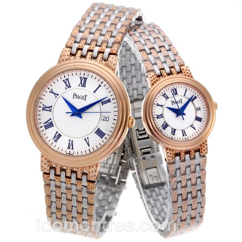 Piaget Altiplano XL Two Tone Roman Markers with White Dial-Couple Watch
