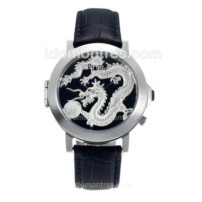 Piaget Dragon & Phoenix Collection with Dragon Dial-Dark Blue Leather Strap