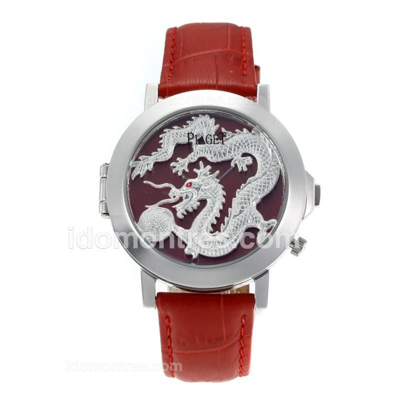 Piaget Dragon & Phoenix Collection with Dragon Dial-Red Leather Strap