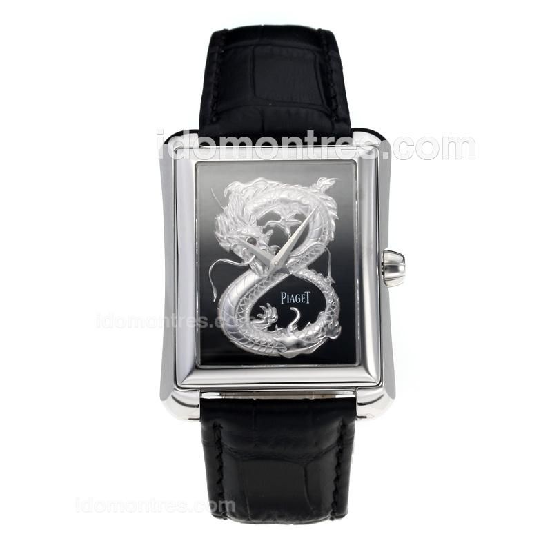 Piaget Dragon & Phoneix Collection with Black Dial-Leather Strap