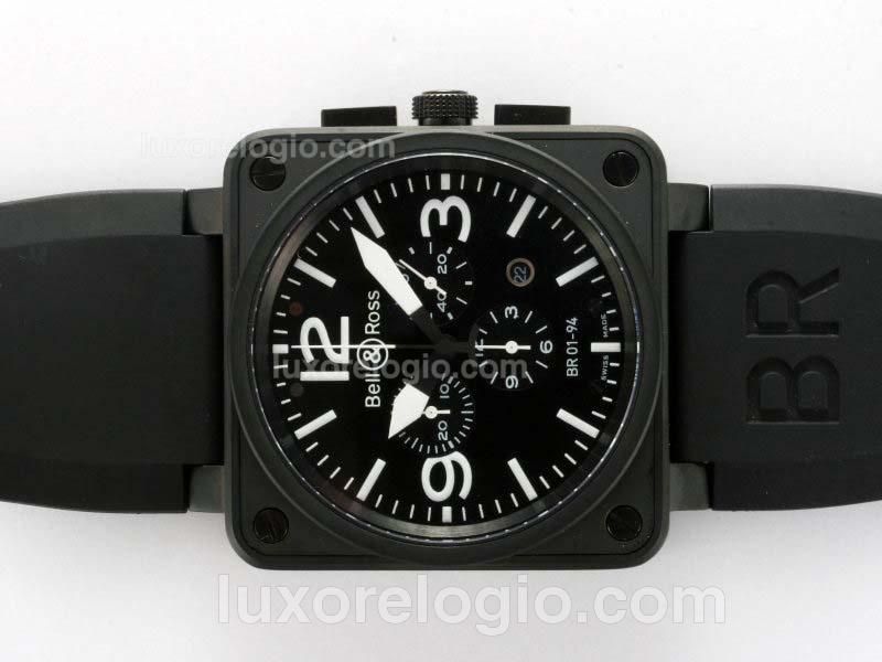 Bell & Ross BR 01-94 Swiss ETA Movement PVD Case with Rubber Strap 46x46mm