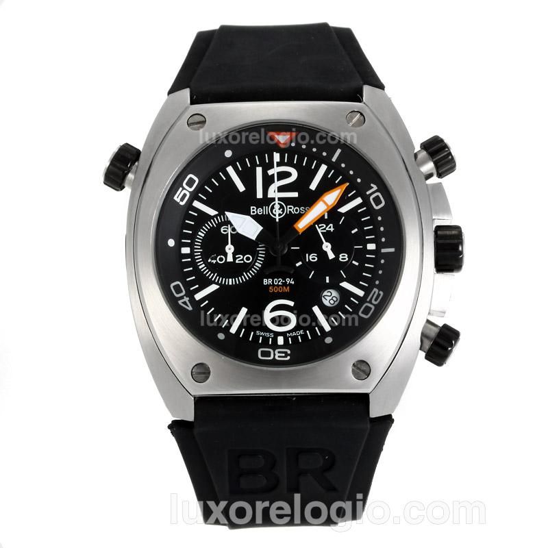Bell & Ross BR 02-94 Working Chronograph with Black Dial and Rubber Strap
