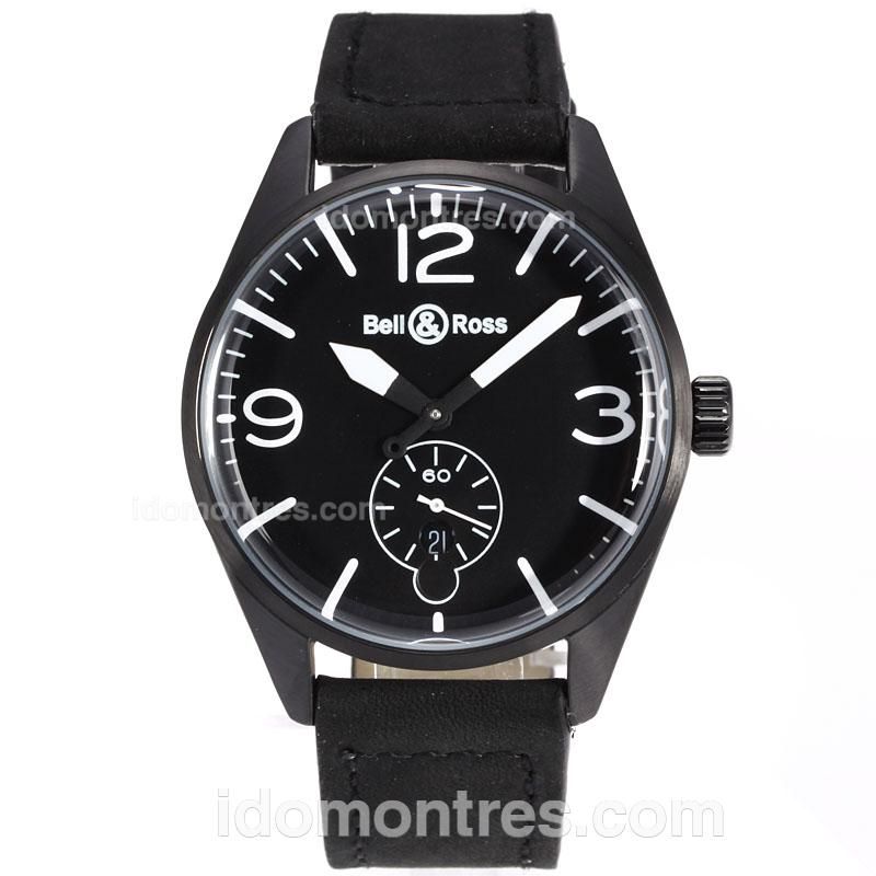 Bell & Ross BR02 Automatic PVD Case with Black Dial White Markers-Black Leather Strap