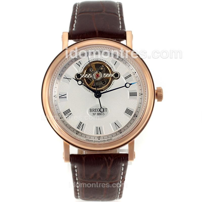 Breguet Classique Tourbillon No.8803 Automatic Rose Gold Case with White Dial-Leather Strap
