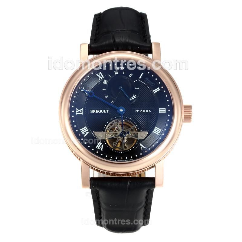 Breguet Classique Working Power Reserve Automatic Tourbillion with Black Dial-Leather Strap
