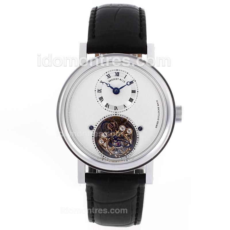 Breguet Classique Working Tourbillon No.4115 Manual Winding with White Dial-Leather Strap