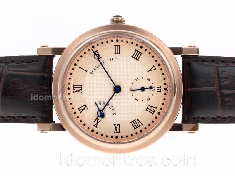 Breguet De La Marine 3153 Rose Gold Case with Champagne Dial-Leather Strap