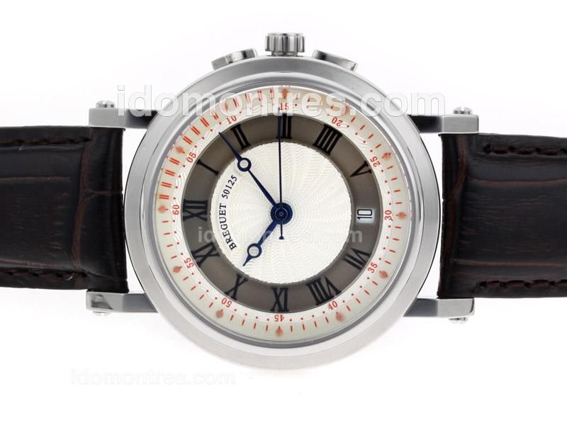 Breguet De La Marine 50125 Automatic with White Dial-Leather Strap