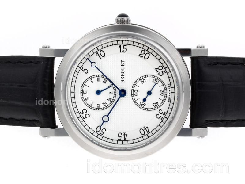 Breguet De La Marine with White Dial-Leather Strap