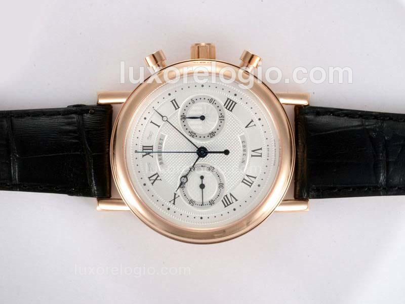 Breguet Ref.1775 Chronograph Lemania Movement Rose Gold Case with White Dial